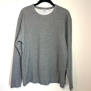 ROWM Waffle Knit Shirt Gray Long Sleeve Round Neck Cotton Thermal Mens Sz Medium